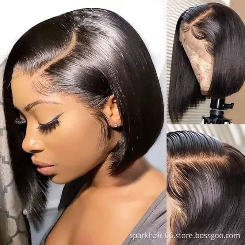 Wholesale Transparent Lace Front Wig Short Bob Lace Wigs For Black Women Brazilian Virgin Human Cuticle Aligned Hair Wigs